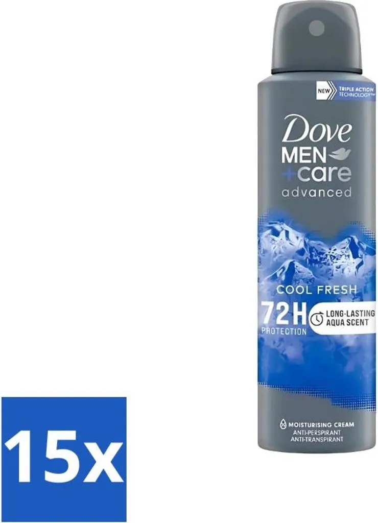Deodorante Dove Men+Care Cool Fresh 150ml - Set 15x Protezione 72h