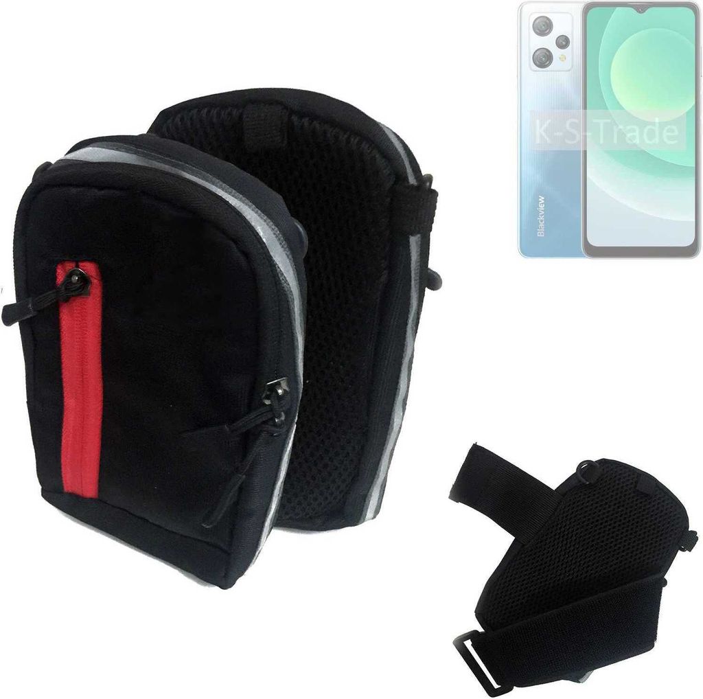 K-S-Trade Outdoor Gürteltasche Holster Umhängetasche kompatibel mit Blackview A53 schwarz Handy Tasche Case travelbag Schutz Hülle Handy Hülle