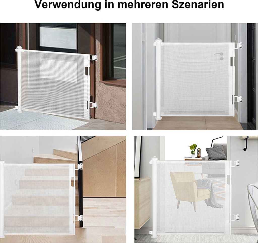 Türschutzgitter, Weiß 0-150cm Kinderschutzgitter, Produktbild 6