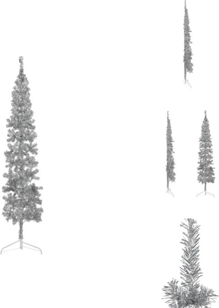 Demi-sapin de Noël argenté 210 cm design étroit gain de place vidaXL
