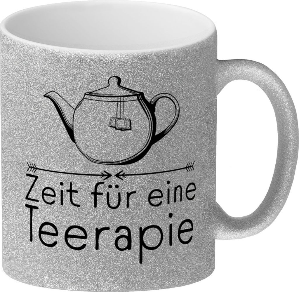 Zeit für eine Teerapie Glitzer-Kaffeebecher