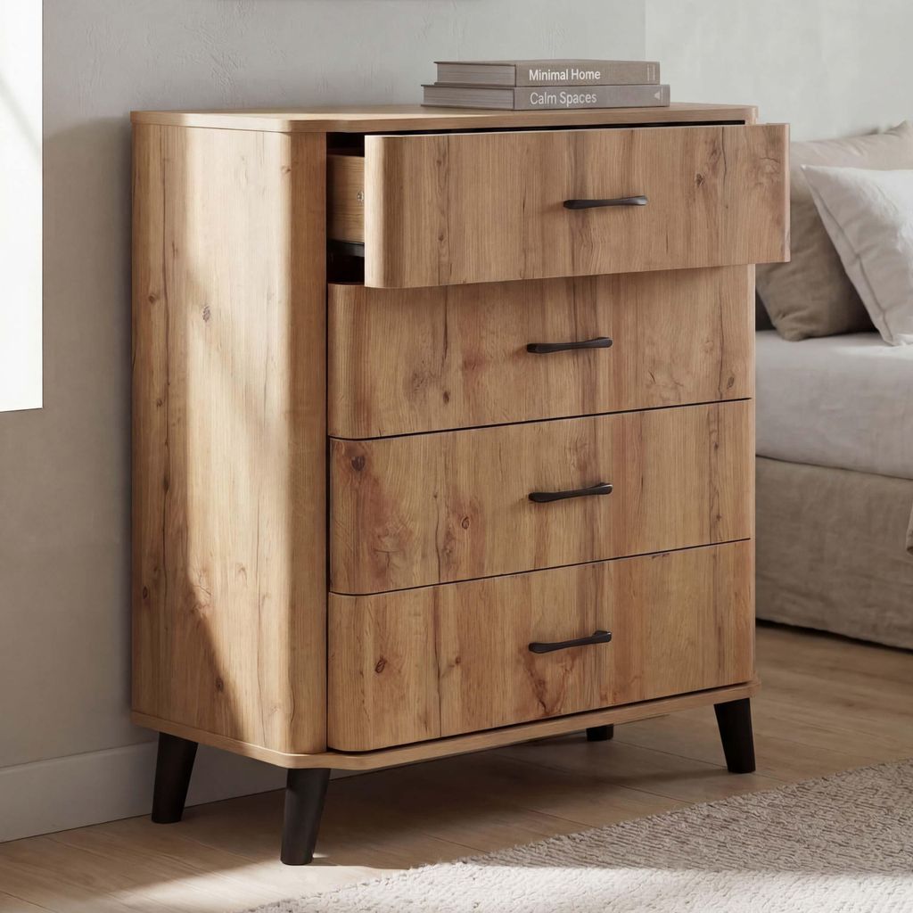Kommode HWC-P42, dressoir/buffet, 4 lades, MDF, 92x80x40 cm Productafbeelding 