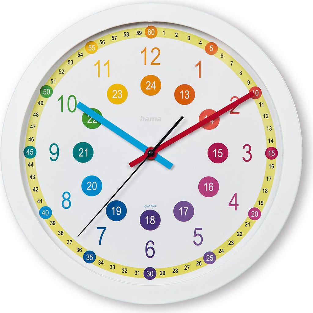 Hama 00222203, Wand, Analoge Uhr, Kreis, Mehrfarbig, Produktbild 