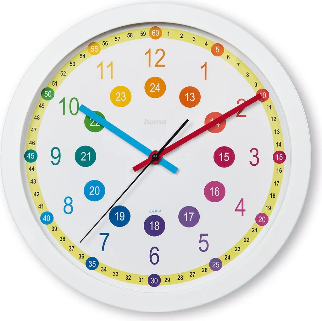 Pendule Murale Enfant Hama Sal Cadran Analogique Multicolore 30cm