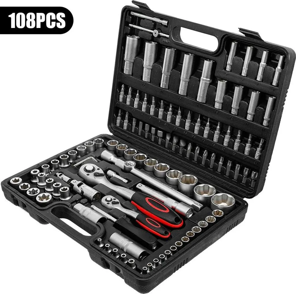 Coffret de douilles et clés à cliquet 108 pièces spécial maintenance