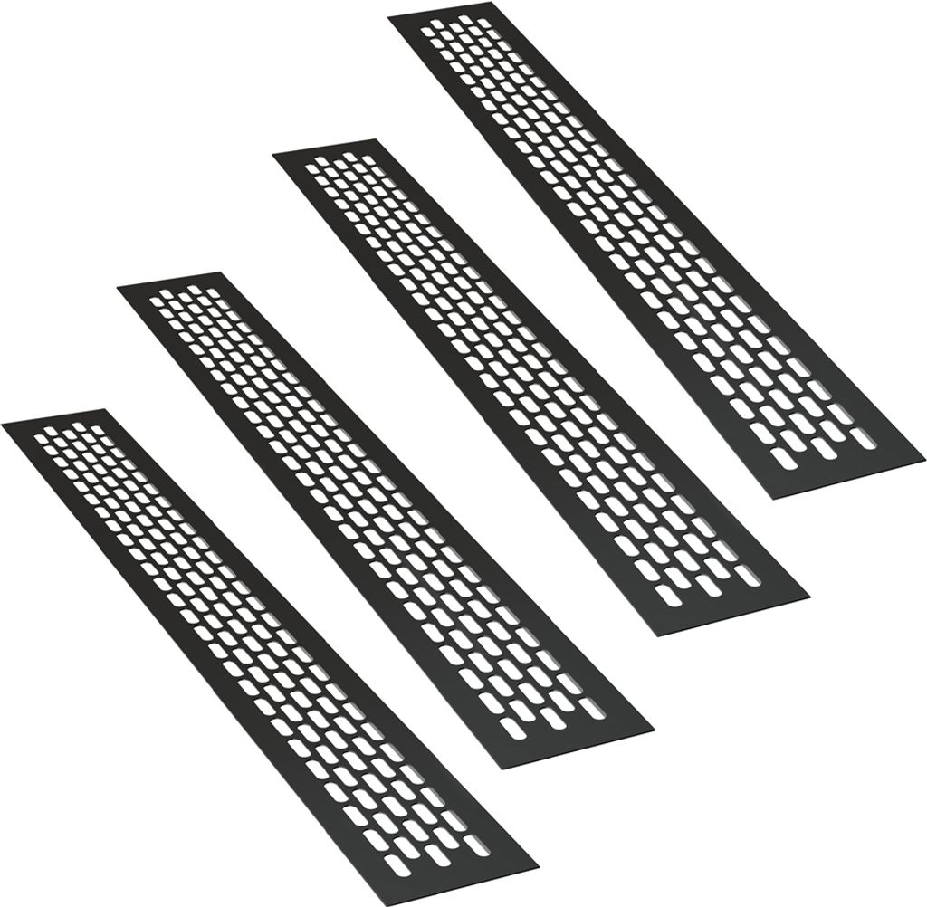 4 x sossai Aluminium Lüftungsgitter 80 x 6cm in Schwarz Belüftungsgitter Türgitter Stegblech Abluft