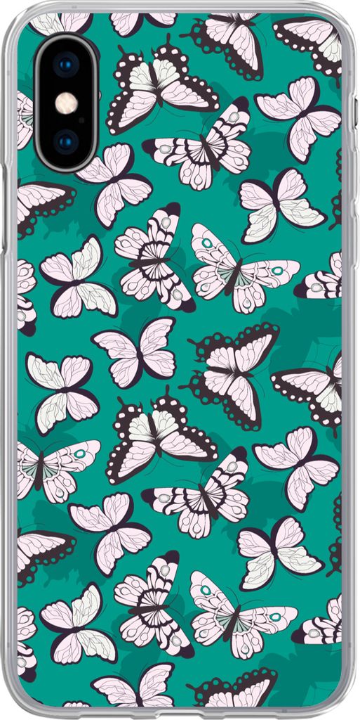 MuchoWow Handyhülle Schutzhülle Hülle für Telefoonhoesje iPhone X Mädchen - Schmetterling - Tiere - Muster - Mädchen - Kinder - Kinder Sili...