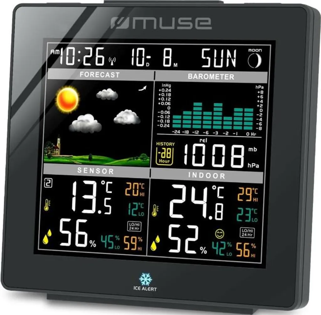 Station météo Muse M085ws avec capteur extérieur sans fil blanc