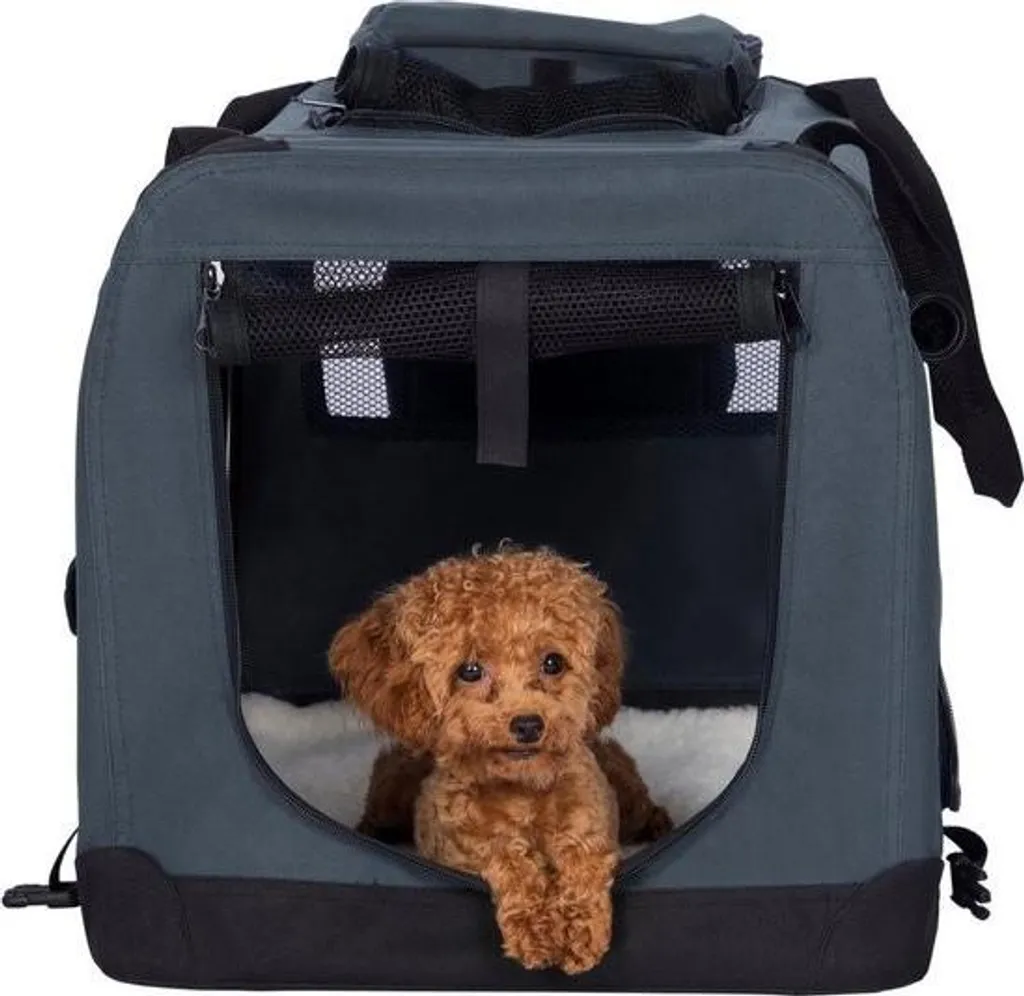 Cage de transport chien robuste et ventilée - Pliable et légère - Grise - 2