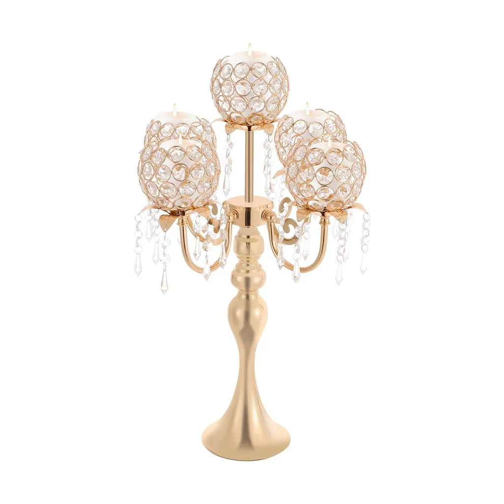 Grand Bougeoir de Mariage Or 57cm en Métal, Lot de 2 Pièces Design Chic