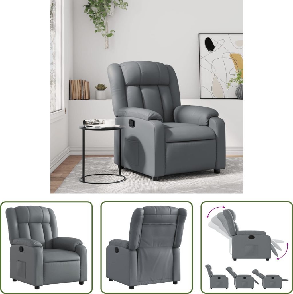 The Living Store Relaxsessel Grau Kunstleder