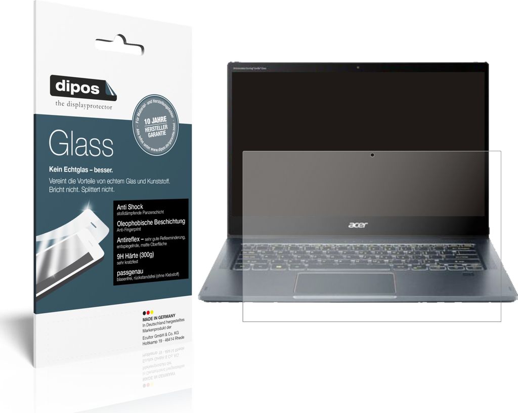 1x Schutzfolie für Acer Spin 7 5G 14 Zoll matt - Anti-Shock 9H Folie dipos Glass Kunststoffglas