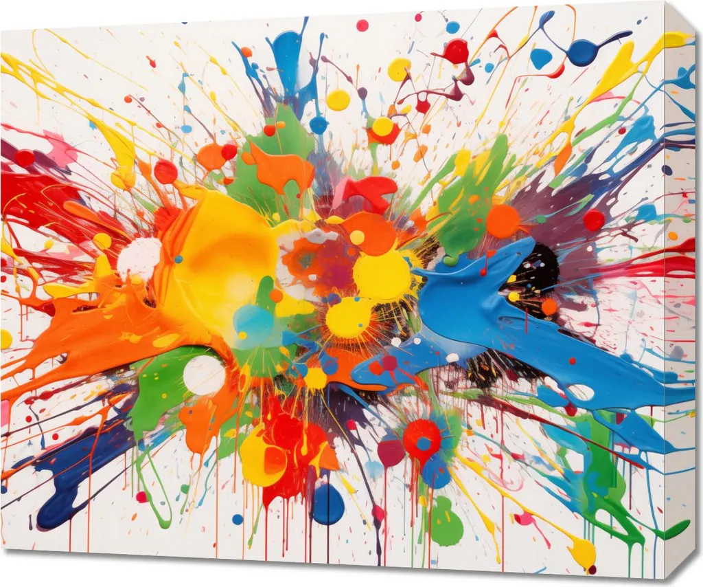 Quadro 60x50 cm Esplosione di Creatività - Arte Astratta Moderna Tela