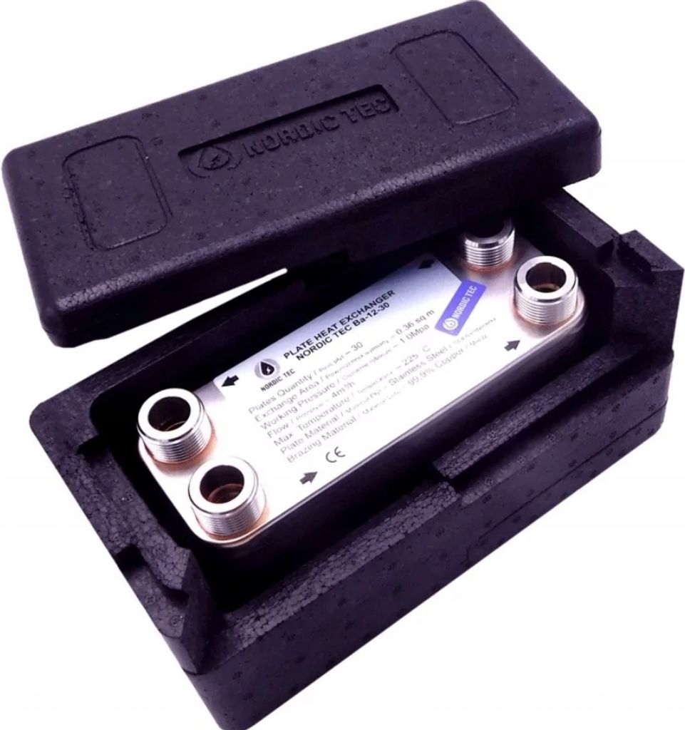 Wärmetauscher 30 Platten max 25 kW, 4 m3/h, 10 bar Ba-12-30 Plattenwärmetauscher Heizung Plattenwärmetauscher aus Edelstahl als Wärmeüberträger