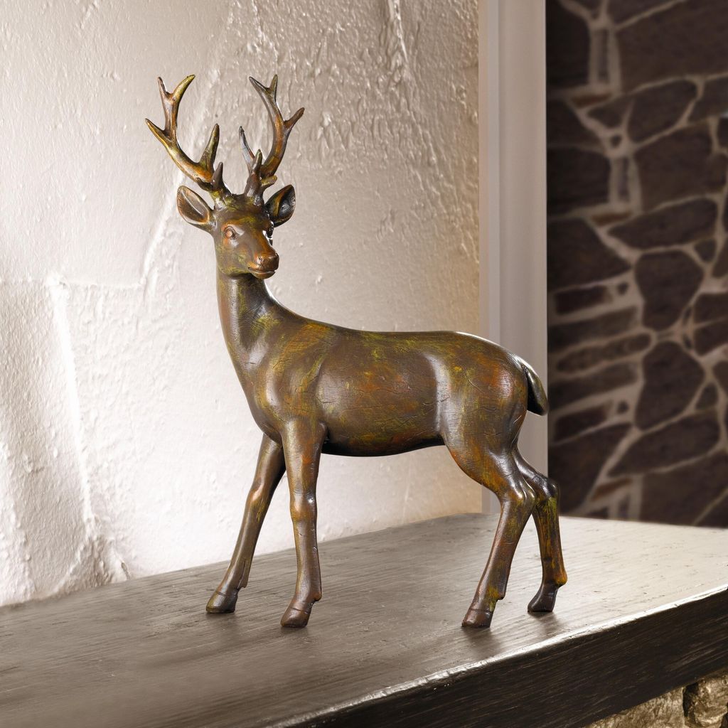 FRANK FLECHTWAREN Deko-Figur Hirsch, Reh Deko-Figur aus Kunststoff Höhe 22 cm
