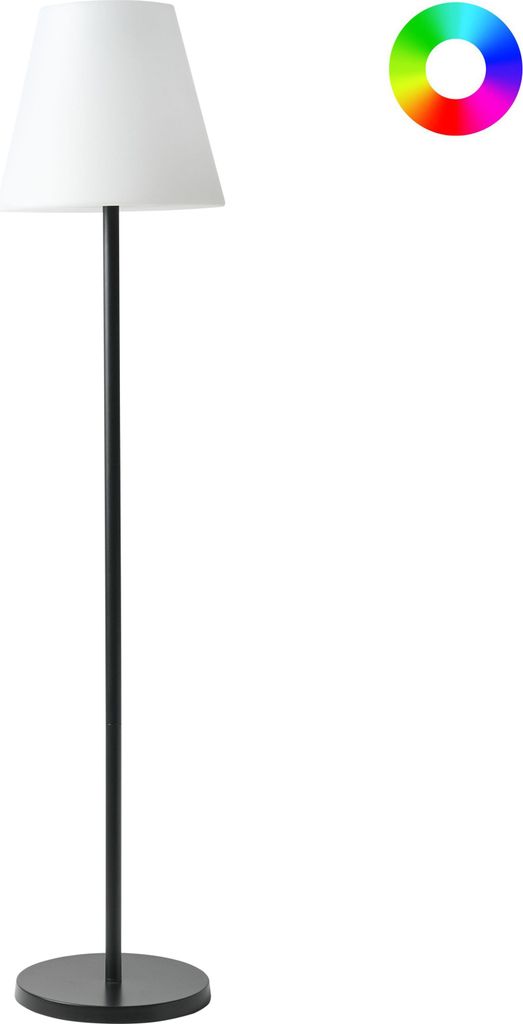 BELIANI Outdoor Solar Stehlampe LED Schwarz Kunststoff Eisen IP54 Wasserfest mit Fernbedienung Moderne Gartenbeleuchtung Außenleuchte Stehleuchte