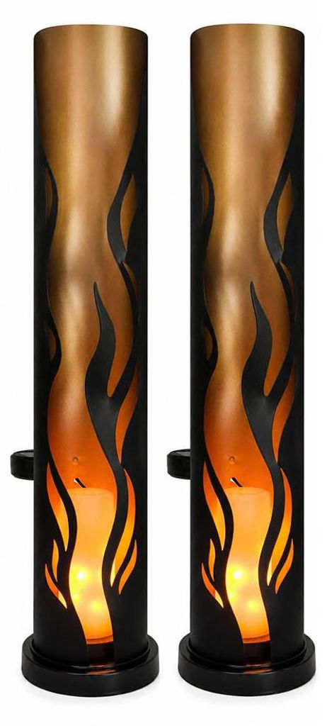 2x LED Solarleuchte, Feuer-Effekt, Schwarz, Außenbereich, H Produktbild 