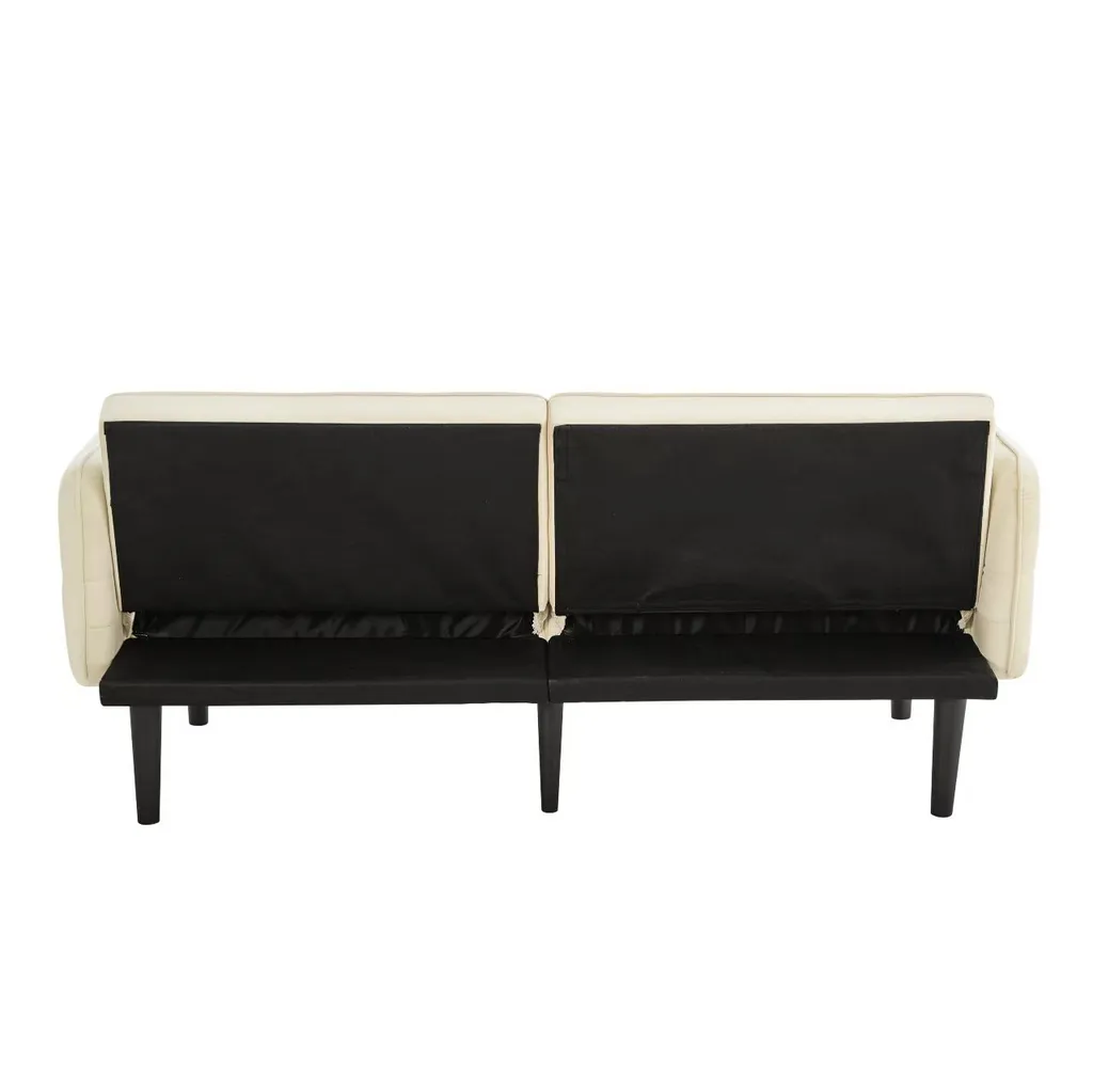 Lit d'Appoint 2 Places Compact en Velours Beige pour Invités Inattendus