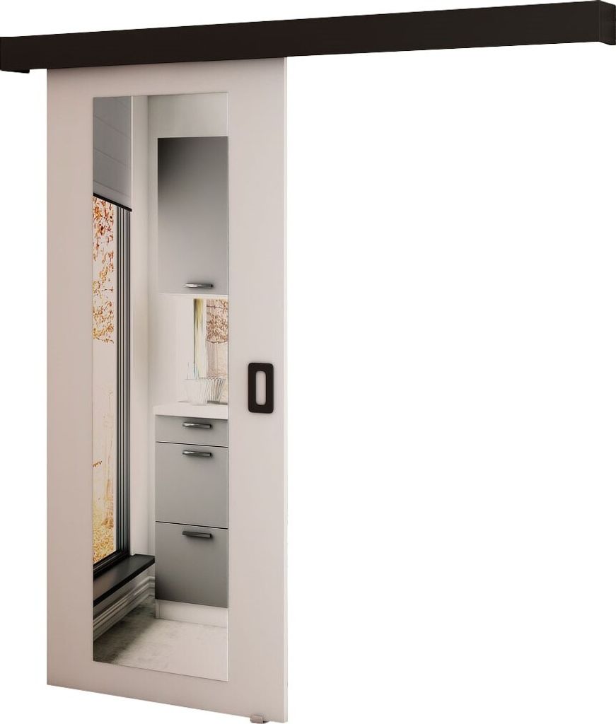 Schiebetür Zimmertür Tür mit Griffstange und Spiegel BENI II 90 cm