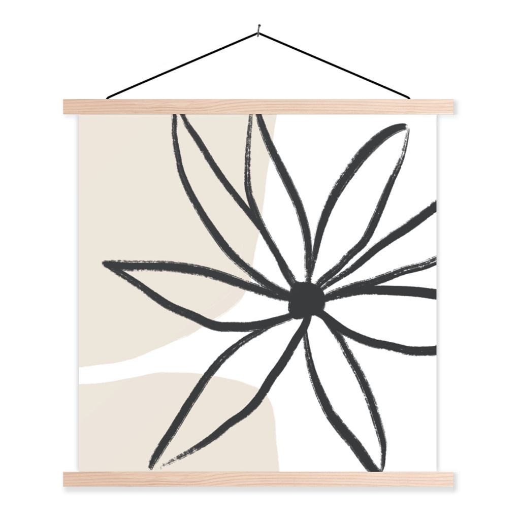MuchoWow Textilposter Blumen - Minimalismus - Pastell 40x40 cm mit holzfarbenen Rahmen - Posterleiste