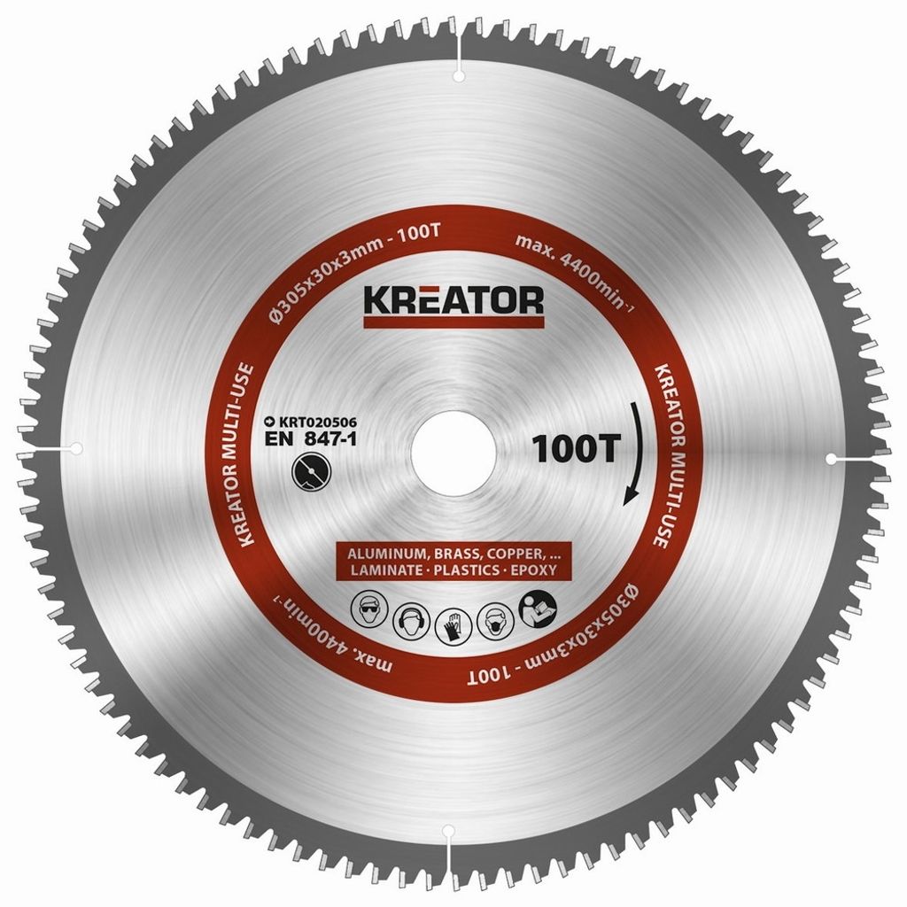 Kreissägeblatt Metall Holz PVC ø 305 x 30 x 2,2 mm 100 Zähne + 3 Reduzierringe