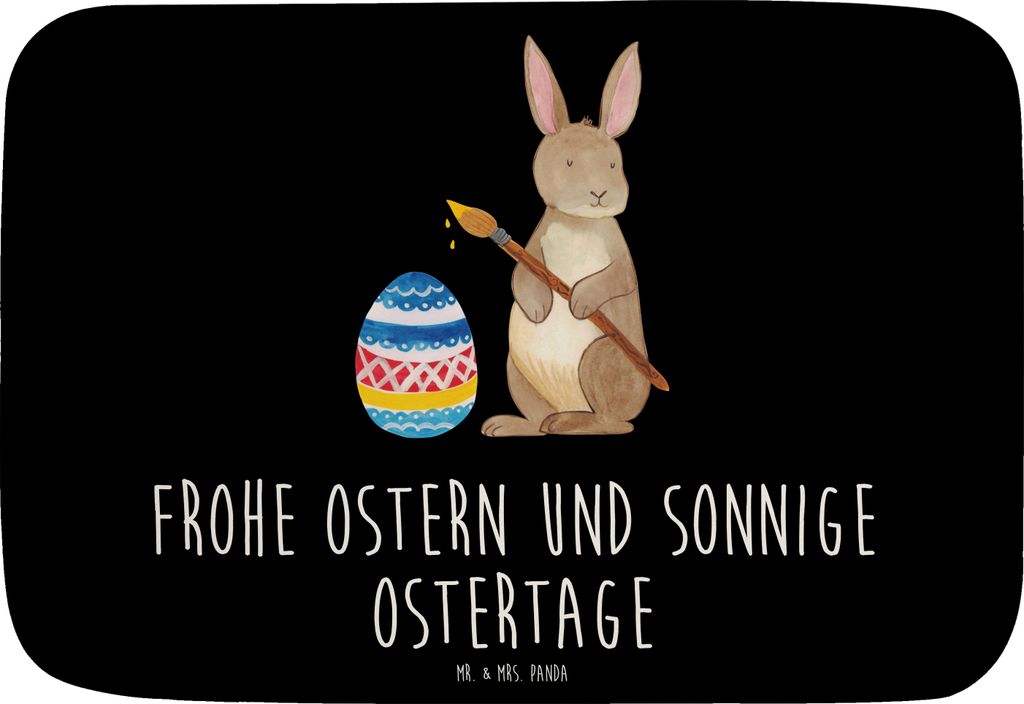 Mr. & Mrs. Panda Badteppich Hase Eier Malen - Schwarz - Geschenk, Teppich Bad, Ostergrüße, Frohe Ostern, Badezimmerteppich, Osterhase, Badematte,...