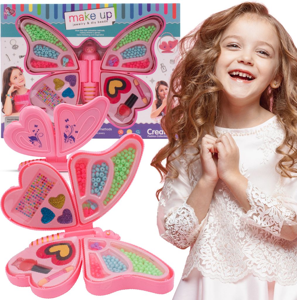 Bastelset Mädchen Anhängern Perlen Armbändern Halsketten Kinder DIY auffädeln Make-up set Sun Baby