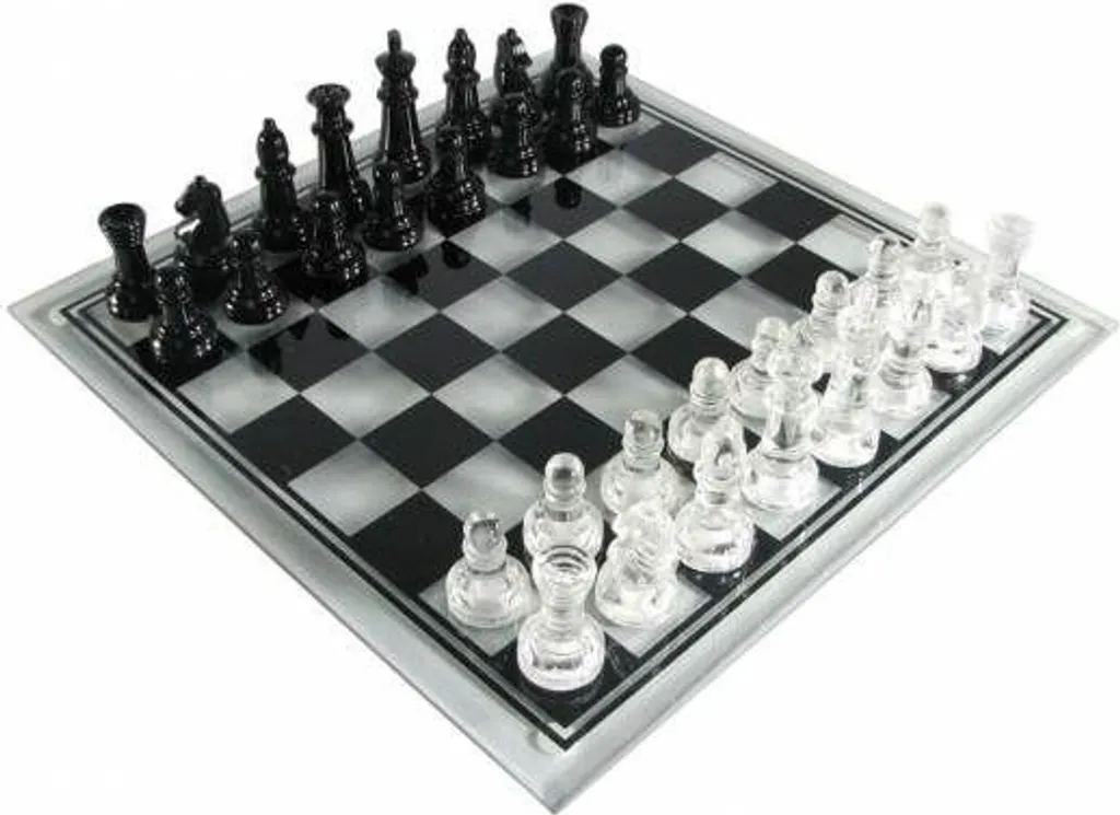 Jeu d'échecs en verre pour cadeau et décoration de bureau 25 x 25 cm