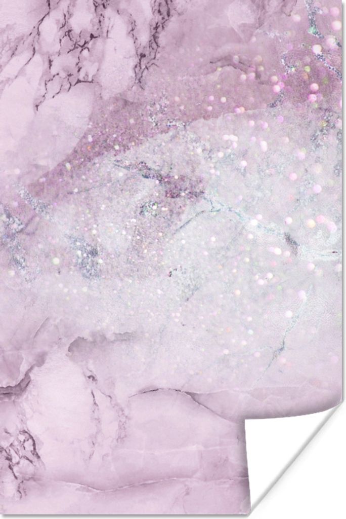 MuchoWow Poster Marmor - Glitzer - Rosa 60x90 cm - Wanddekoration