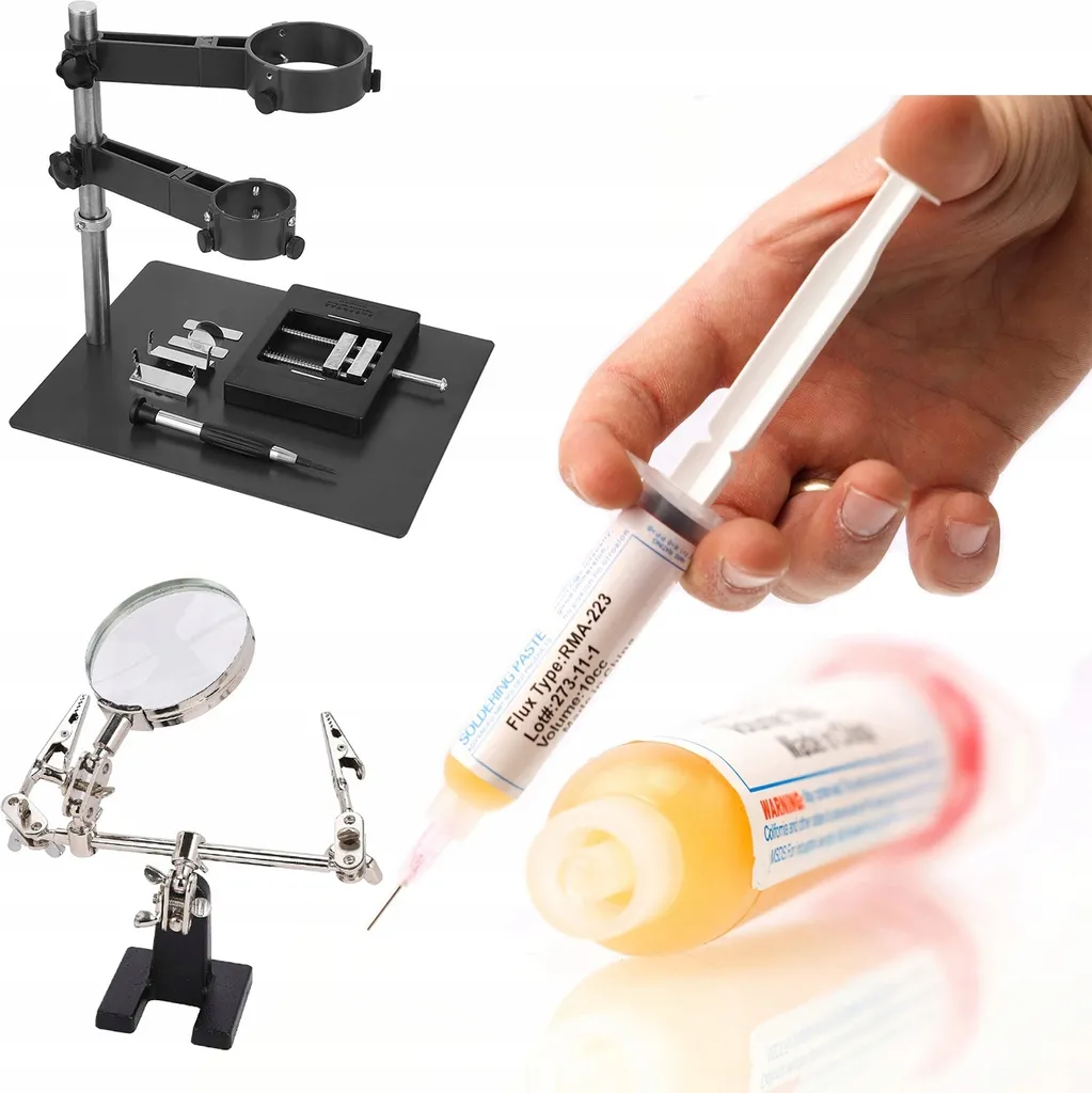 Kit Saldatura Rosfix: Terza Mano, Supporto PCB e Flusso RMA-223