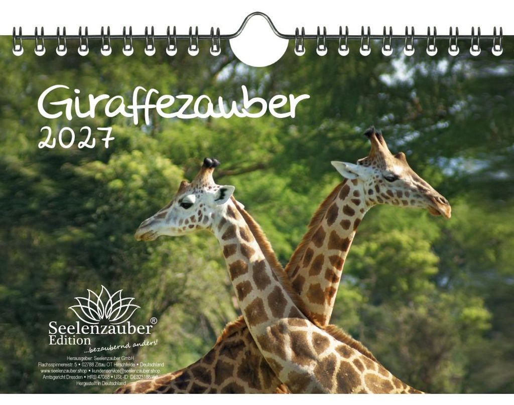 Giraffenzauber DIN A5 Kalender für 2027 Giraffen - Seelenzauber