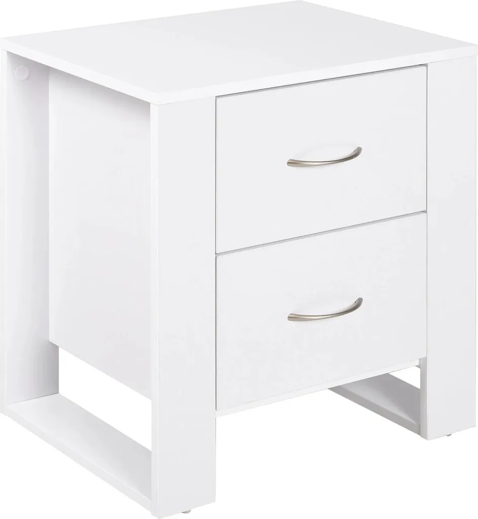 Table de chevet marocaine à 2 tiroirs, meuble de rangement blanc chic