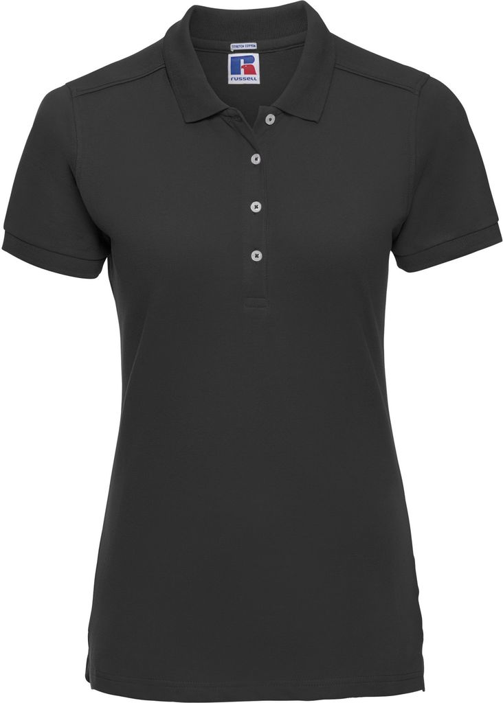 Russell Damen Stretch Polo-Shirt, Kurzarm BC3256 (M) (Schwarz)