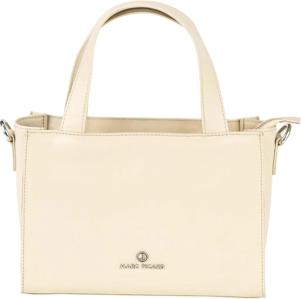 Marc Picard Umbria Sac à Épaule en Cuir Véritable Gris Beige pour Femme