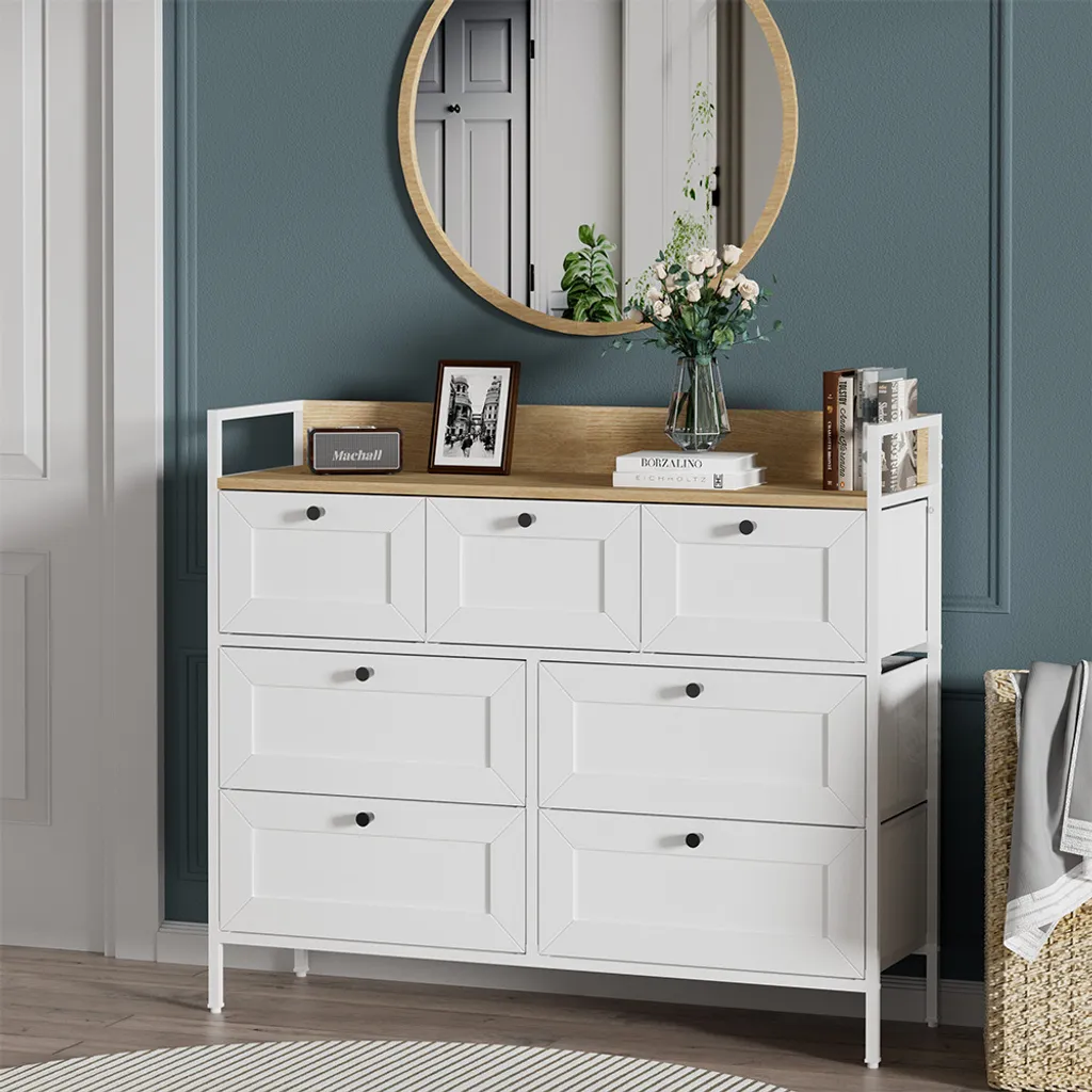 Commode Vicco Belaro Blanc 98x85cm avec 7 tiroirs, Modèle 51900 robuste - 3