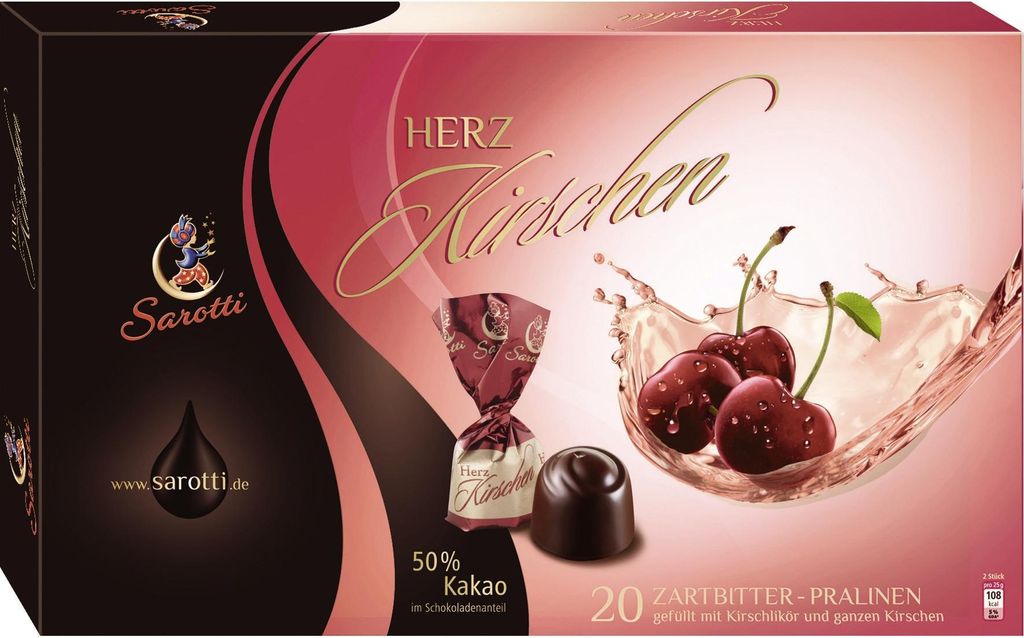 Sarotti Herz Kirschen Zartbitter-Pralinen (250 g) Produktbild 