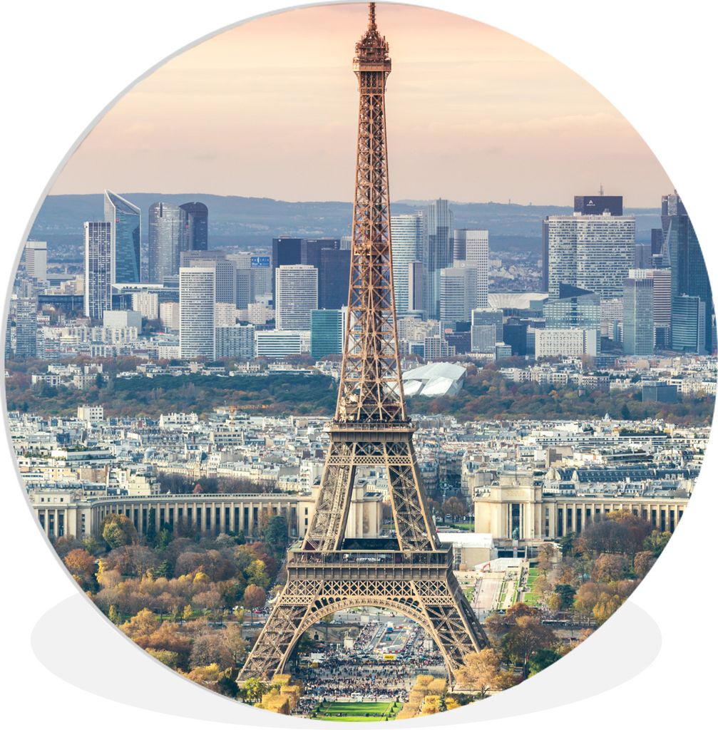 MuchoWow Rundes Wandbild - Runde Bilder Eiffelturm - Paris - Himmel Ø 90 cm Kreis Wanddekoration Kunststoff - Wandkreis - Wandschmuck - Wand-Kre...