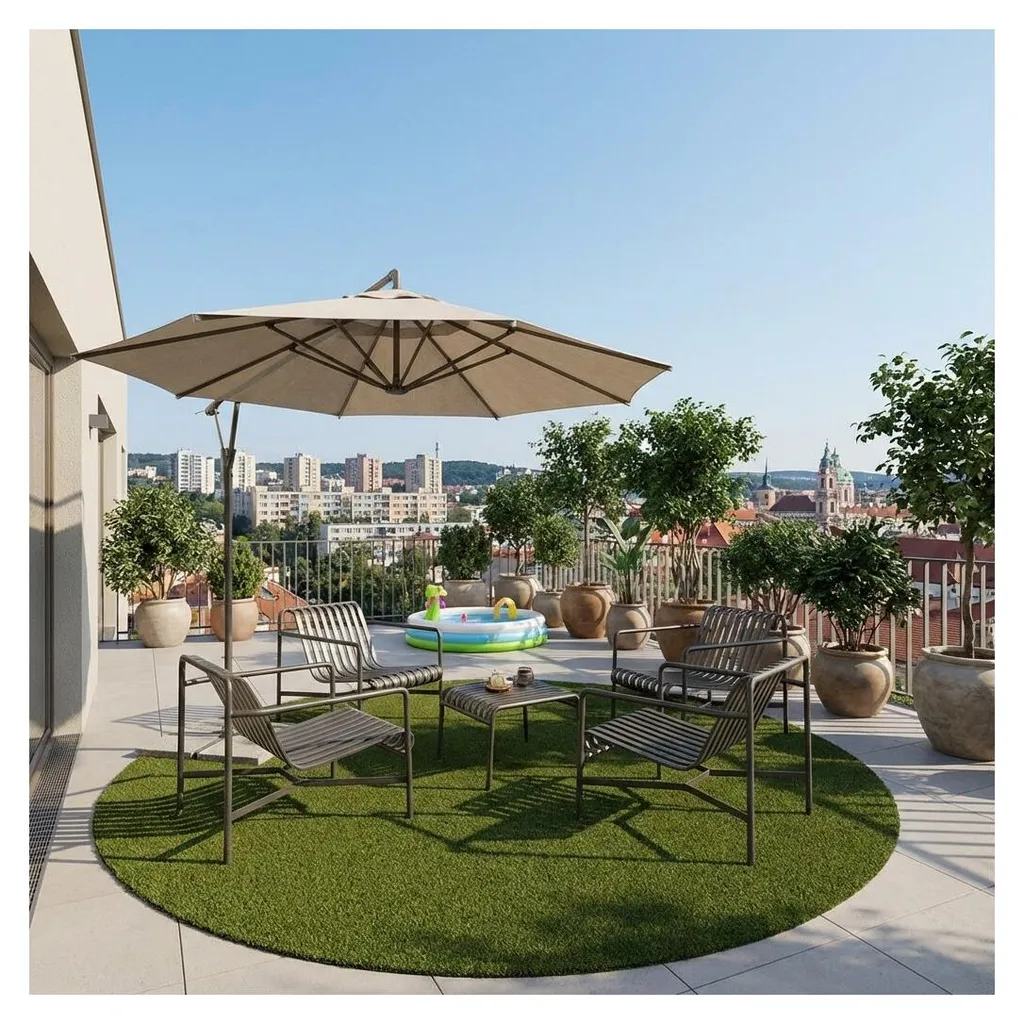 Aménagez votre terrasse avec le cercle gazon artificiel Botanic 130cm