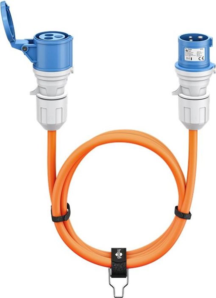 goobay Cable CEE Wohnwagenverlängerung, 10m, CEE-Stecker auf CEE-Steckdose, CEE-Steckdose mit Abdeckung de Schloss, IP44, Cable de Camping, Wohnmo...