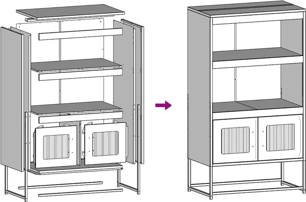 SYFAX™ Credenza Antracite Metallo 68x39x123 cm | Design Moderno Acciaio - 9