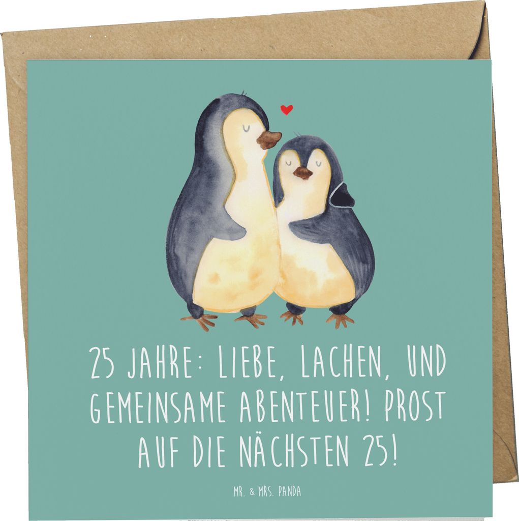 Mr. & Mrs. Panda Grußkarte 25. Hochzeitstag Silberne Hochzeit - Meeresbrise - Geschenk, Geschenke, Heirat, doppelkarte, Lachen, besondere Momente,...