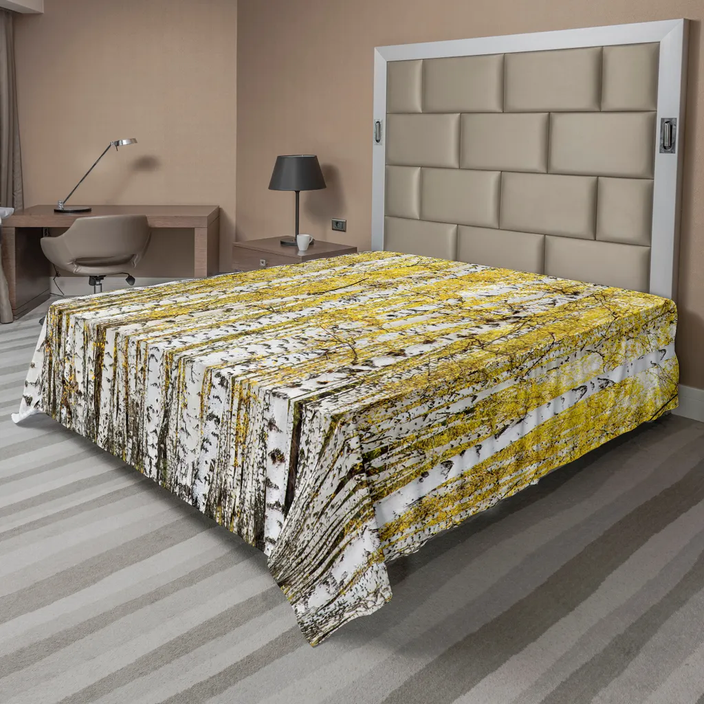 Drap plat doux et confortable impression forêt dorée octobre 266x260 cm