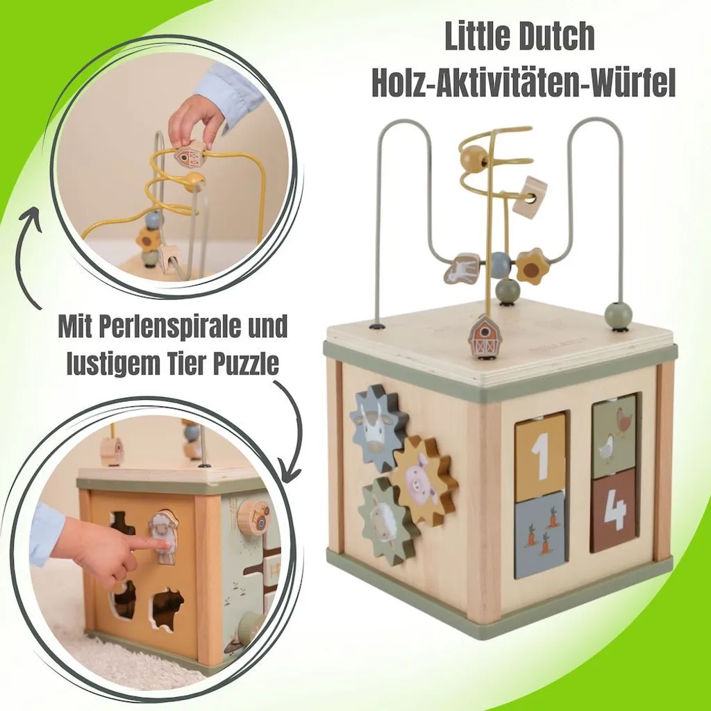 Cube d'activités Little Farm Little Dutch avec boulier et trieur de formes
