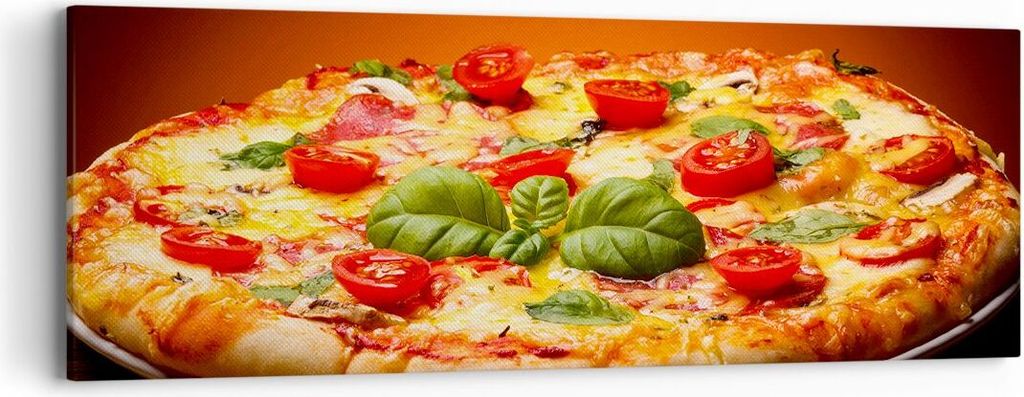 Bild auf Leinwand - Leinwandbild - Italien Pizza Tradition Essen - 90x30cm - Wand Bild - Wanddeko - Leinwanddruck - Bilder - Kunstdruck - Wanddekor...