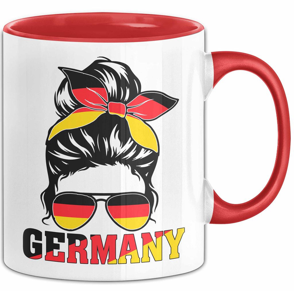 Deutschland Flagge Tasse Geschenk Deutsche Geschenkidee Fußball 2025 Frauen (Rot)