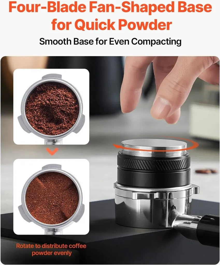 Xunada Distributore E Pressino Per Caffè 2 In 1 Da 51 Mm - Livellatore Regolabile In Acciaio Inox 304, Per Portafiltri Da 51 Mm, Con Base In Silicone, Per Espresso Perfetto