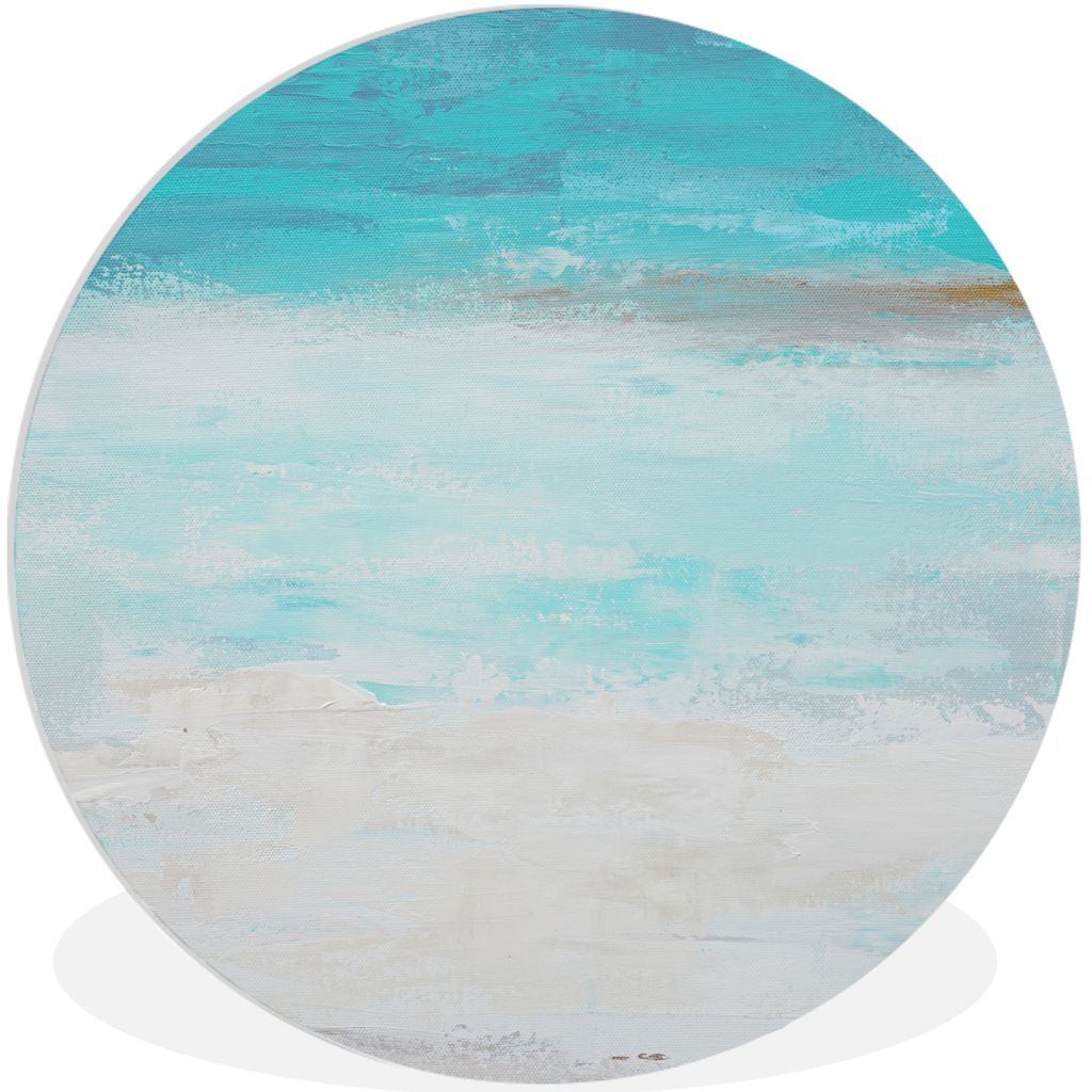 MuchoWow Rundes Wandbild - Runde Bilder Farbe - Blau - Weiß - Kunst Ø 90 cm Kreis Wanddekoration Kunststoff - Wandkreis - Wandschmuck - Wand-Kr...