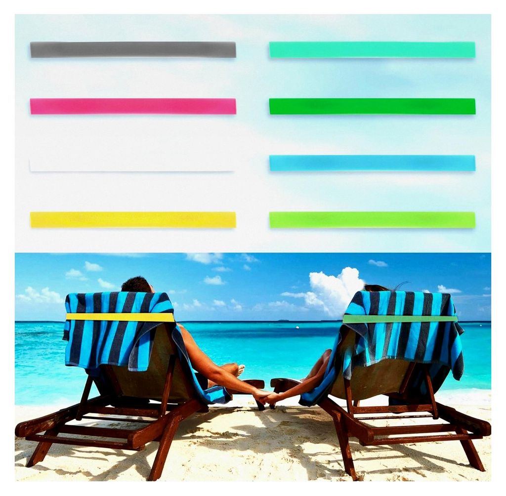 Elastische Strandkorb-Clips, 8 Stück, Gummi, elastisch, Strandtuchhalter für Strandkorb, Pool, Kreuzfahrtstühle