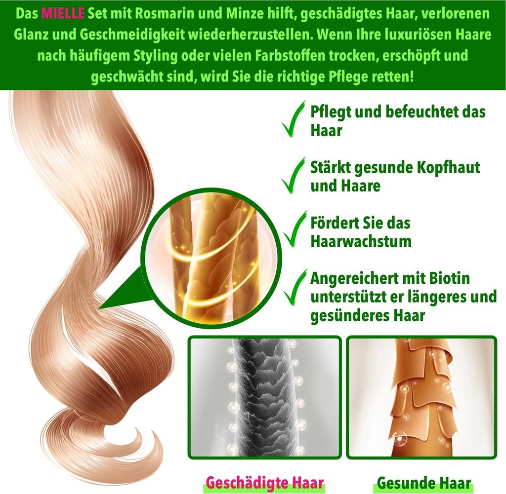 Haarpflege Rosmarin Set Shampoo + Conditioner + Haarmaske + Produktbild 2
