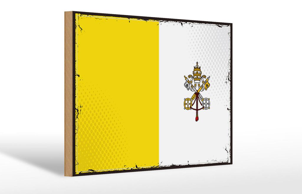 Holzschild Flagge Vatikanstadt 30x20cm Retro Vatican City